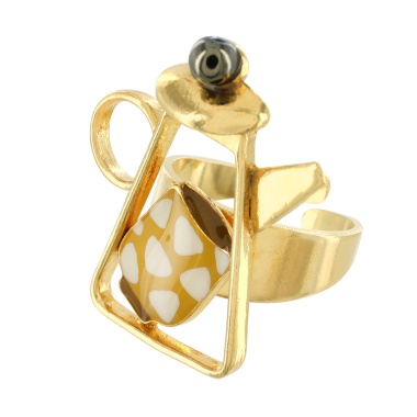 Кольцо TARATATA, Cannelle, разъемное, с цветной смолой и бусинами, TT-E24-01402-20Y желтый