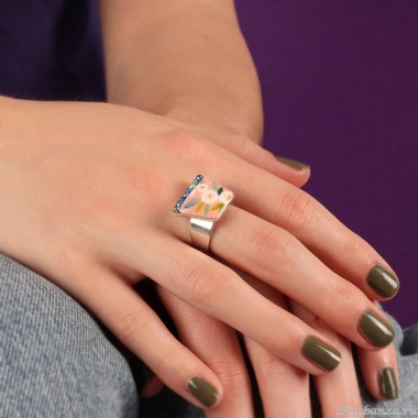 Кольцо TARATATA, Ciboulette, разъемное, с цветной смолой и стразами, TT-E24-08416-105 розовый